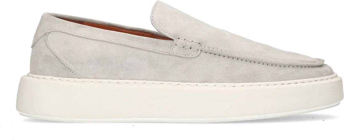 Sacha - Heren - Lichtgrijze Suède Loafers Met Witte Zool - Maat 40 3 Sacha - Heren - Lichtgrijze Suède Loafers Met Witte Zool - Maat 40