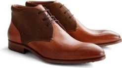 DenBroeck Thames St. Suède/Leather - Nette Halfhoge Veterschoen - Cognac