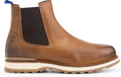 Travelin' Ravik Heren Chelsea Boots - Leren Schoenen - Wol Gevoerd - Cognac Leer - Maat 42