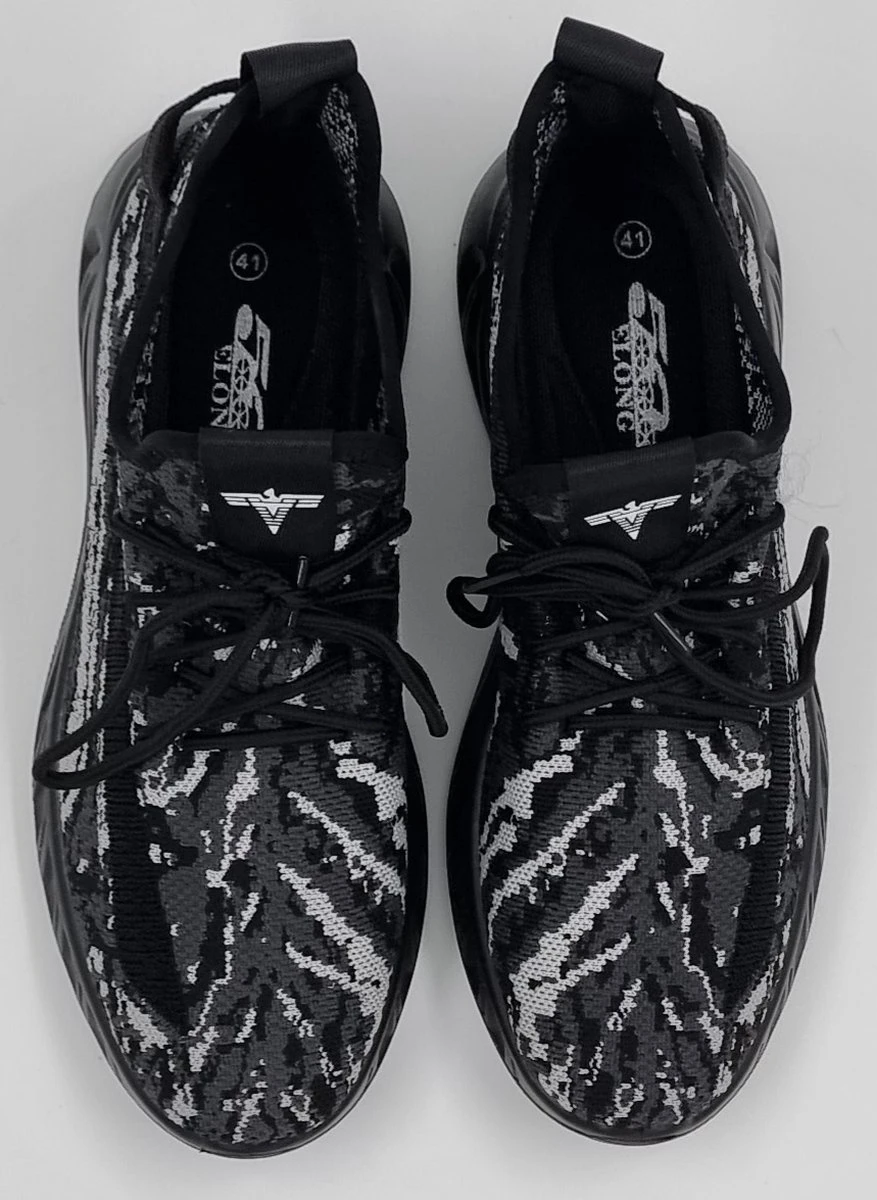 Elong500 - Heren Schoenen - Heren Sneakers - Camo Zwart - Maat 43 4 Elong500 - Heren Schoenen - Heren Sneakers - Camo Zwart - Maat 43 - Afbeelding 2